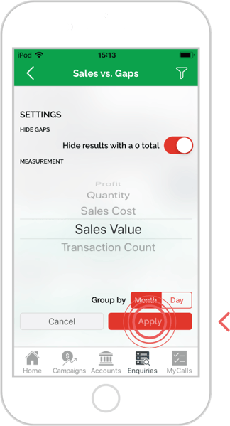 How to change settings in sales vs gaps - ios 6