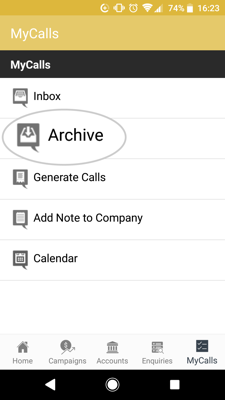 How to see Archived Calls Android 2-01