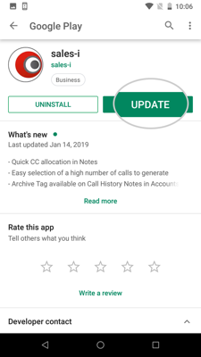 how to update sales-i Android 2-01-01-01-1