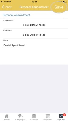 How to add a personal appointment to your MyCalls diary 4-01